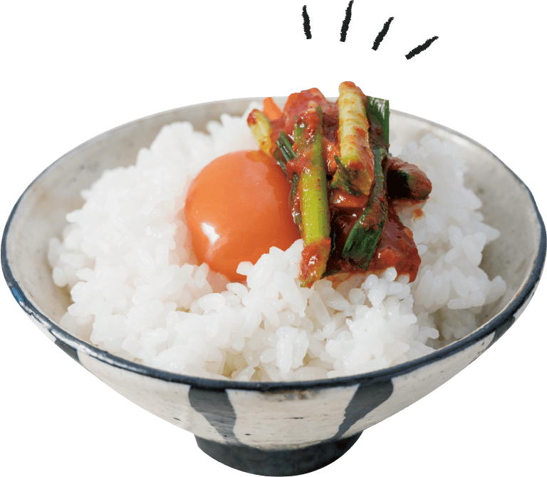 卵かけご飯とキムチ