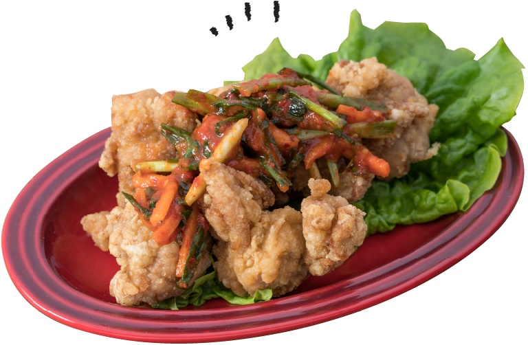 唐揚げとキムチ